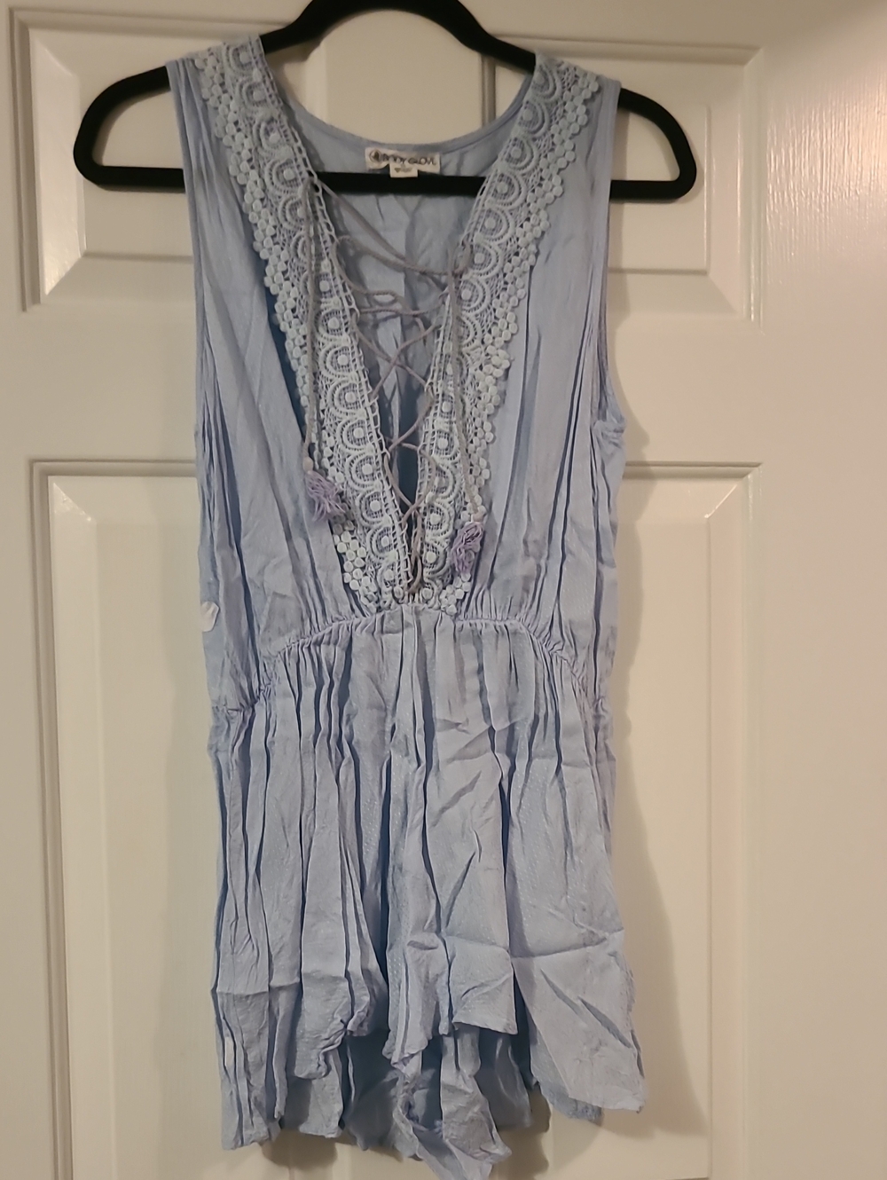 Body Glove Light Blue Lace-Up Romper